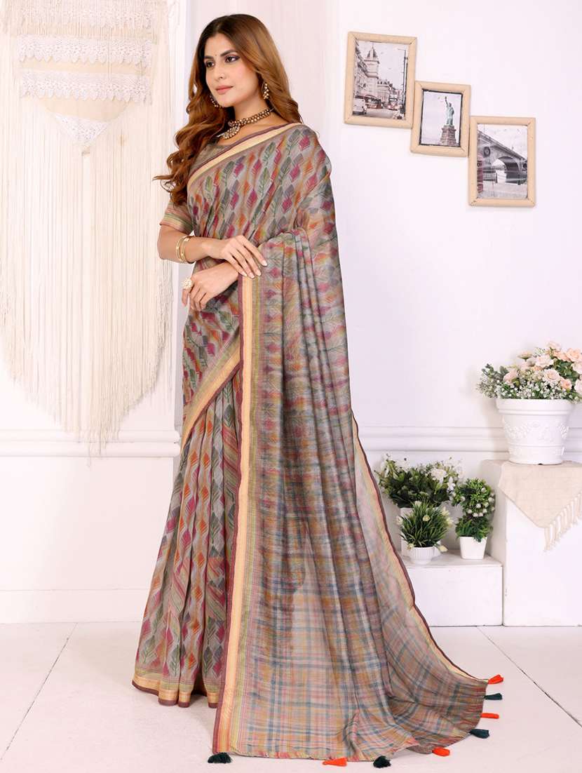 women printed casual wear saree with blouse - 22388888 -  Standard Image - 3