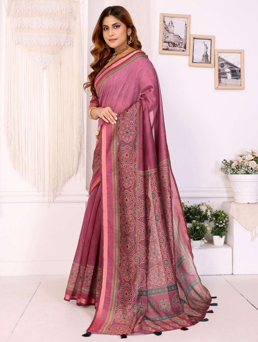 women printed casual wear saree with blouse - 22388889 -  Standard Image - 3