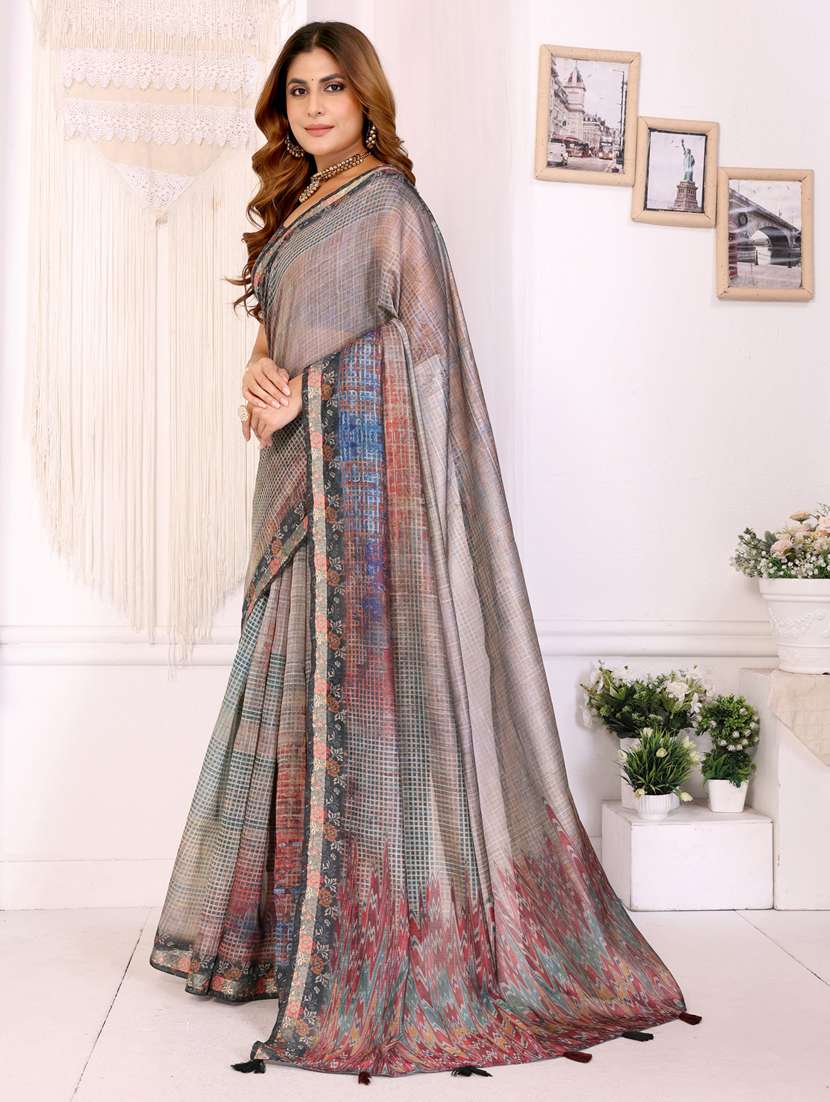 women printed casual wear saree with blouse - 22388890 -  Standard Image - 3