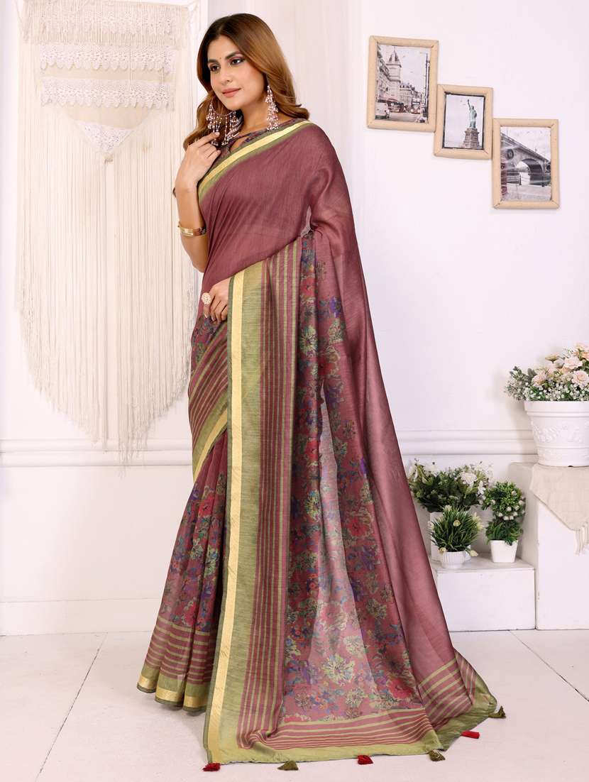 women printed casual wear saree with blouse - 22388894 -  Standard Image - 3