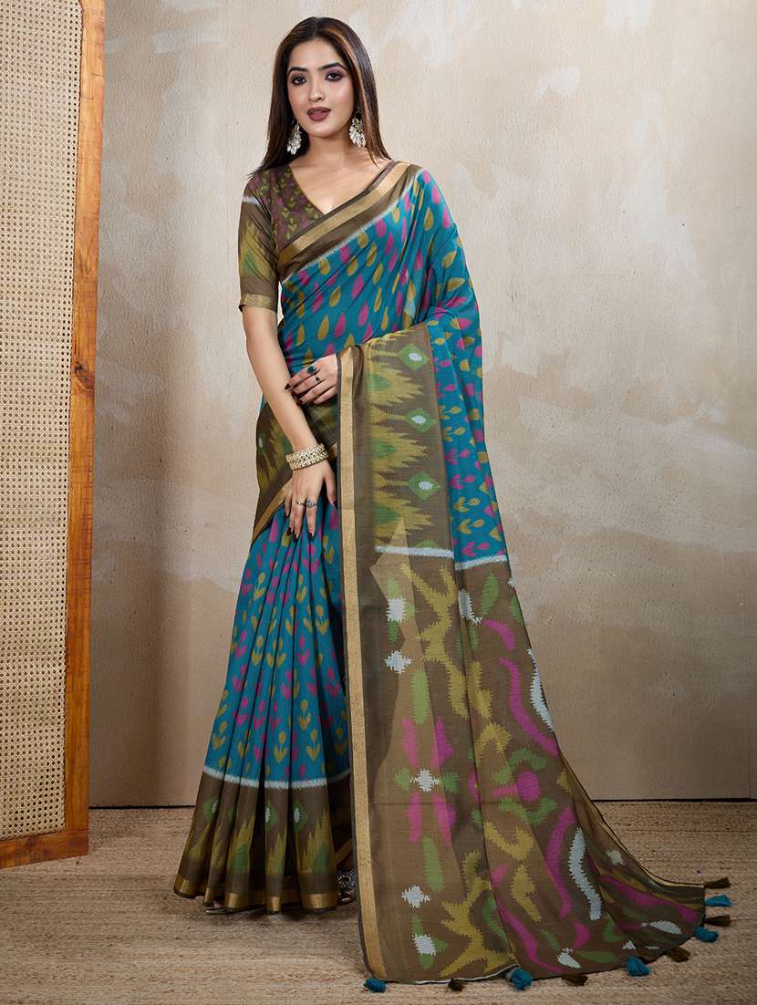 women printed casual wear saree with blouse