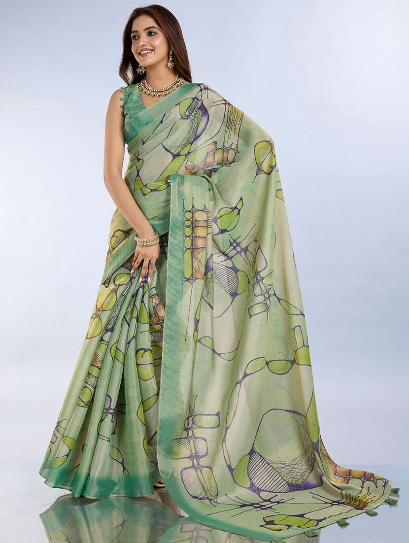 women printed casual wear saree with blouse