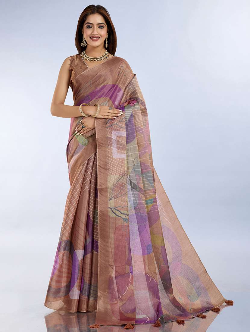 women printed casual wear saree with blouse
