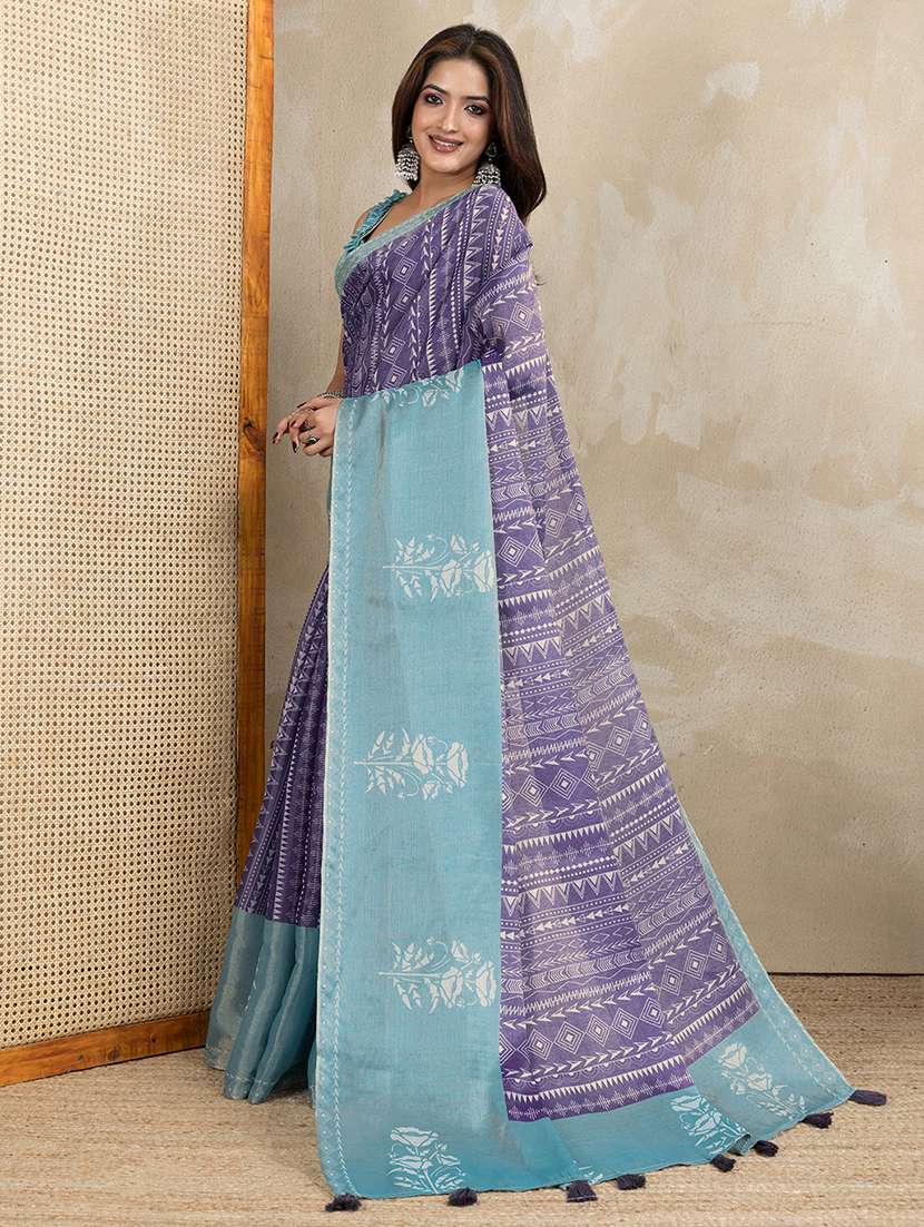 women printed casual wear saree with blouse - 22388914 -  Standard Image - 3
