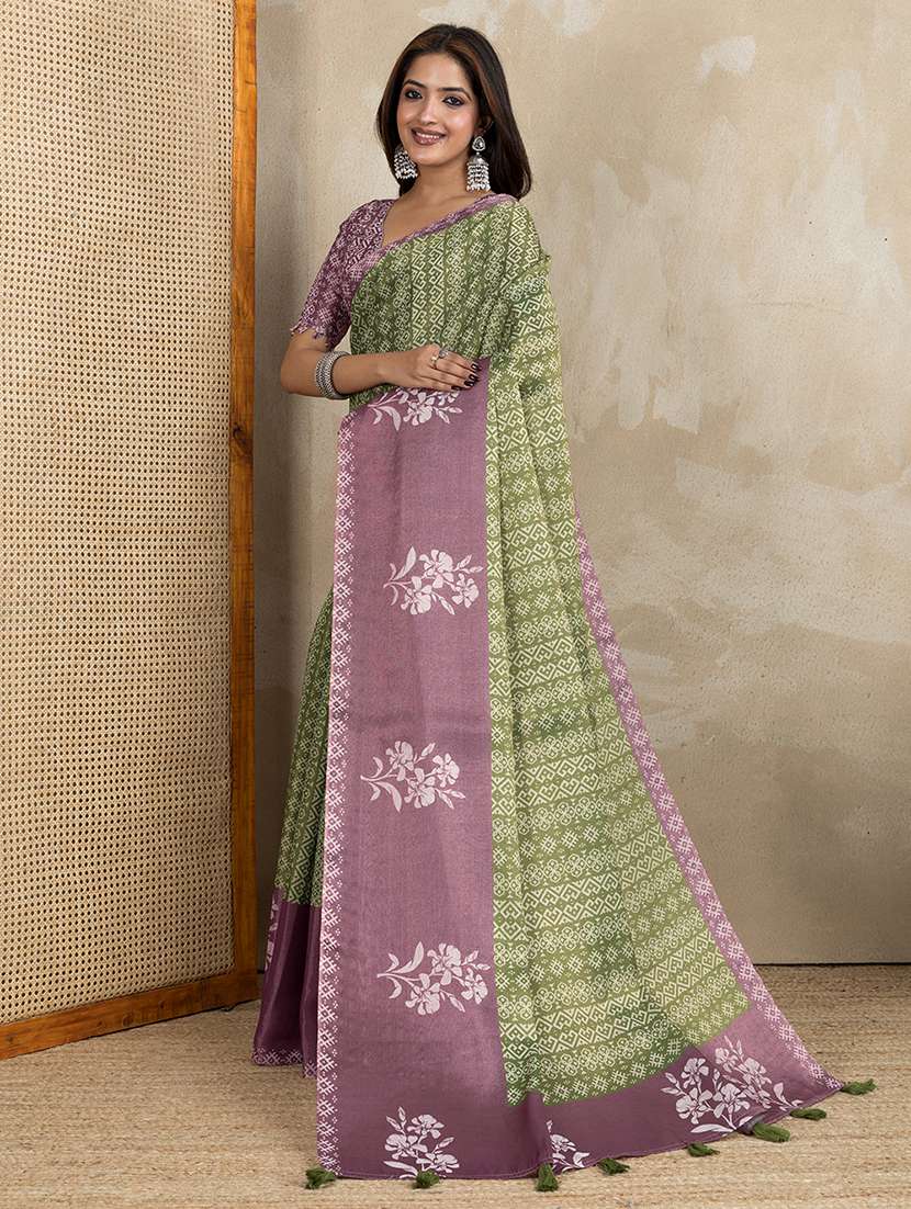 women printed casual wear saree with blouse - 22388916 -  Standard Image - 3