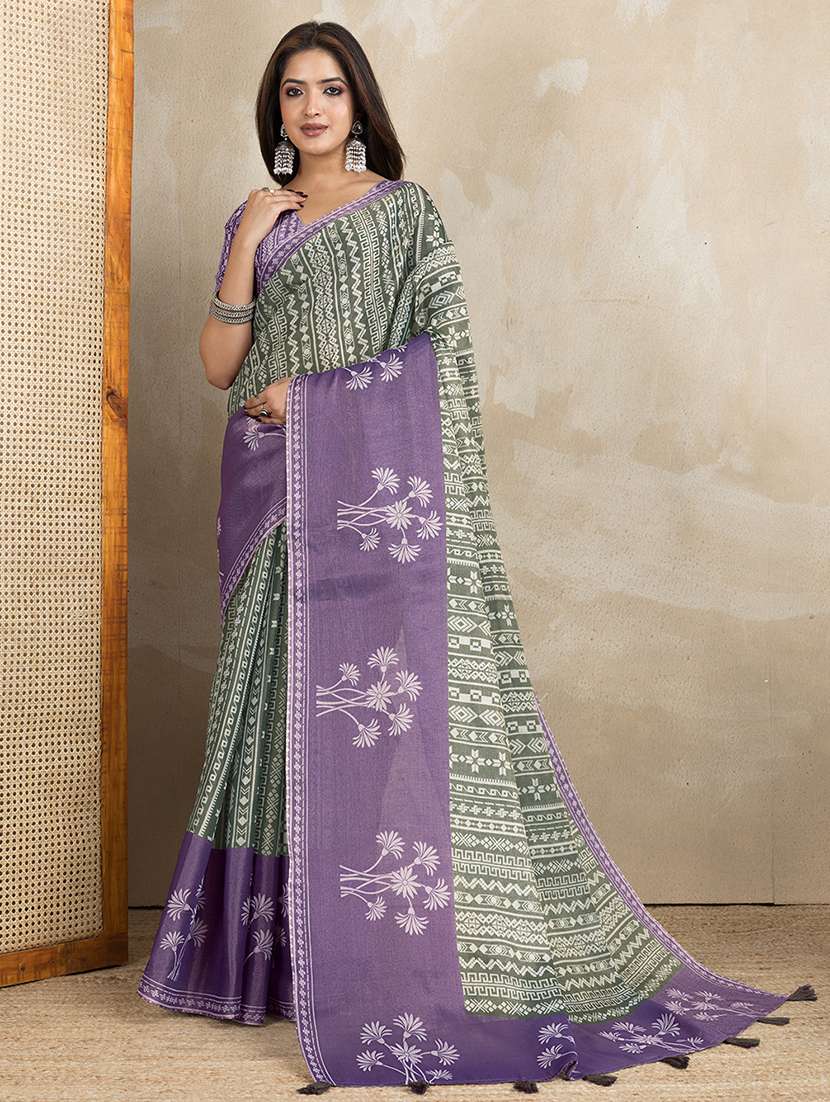 women printed casual wear saree with blouse