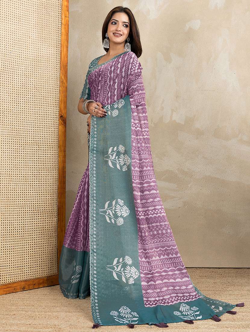 women printed casual wear saree with blouse - 22388920 -  Standard Image - 3
