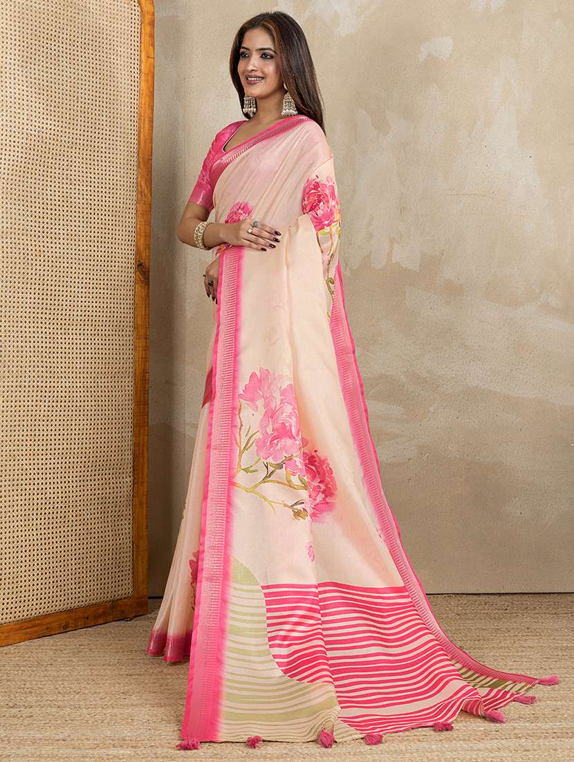 women printed casual wear saree with blouse - 22388952 -  Standard Image - 3