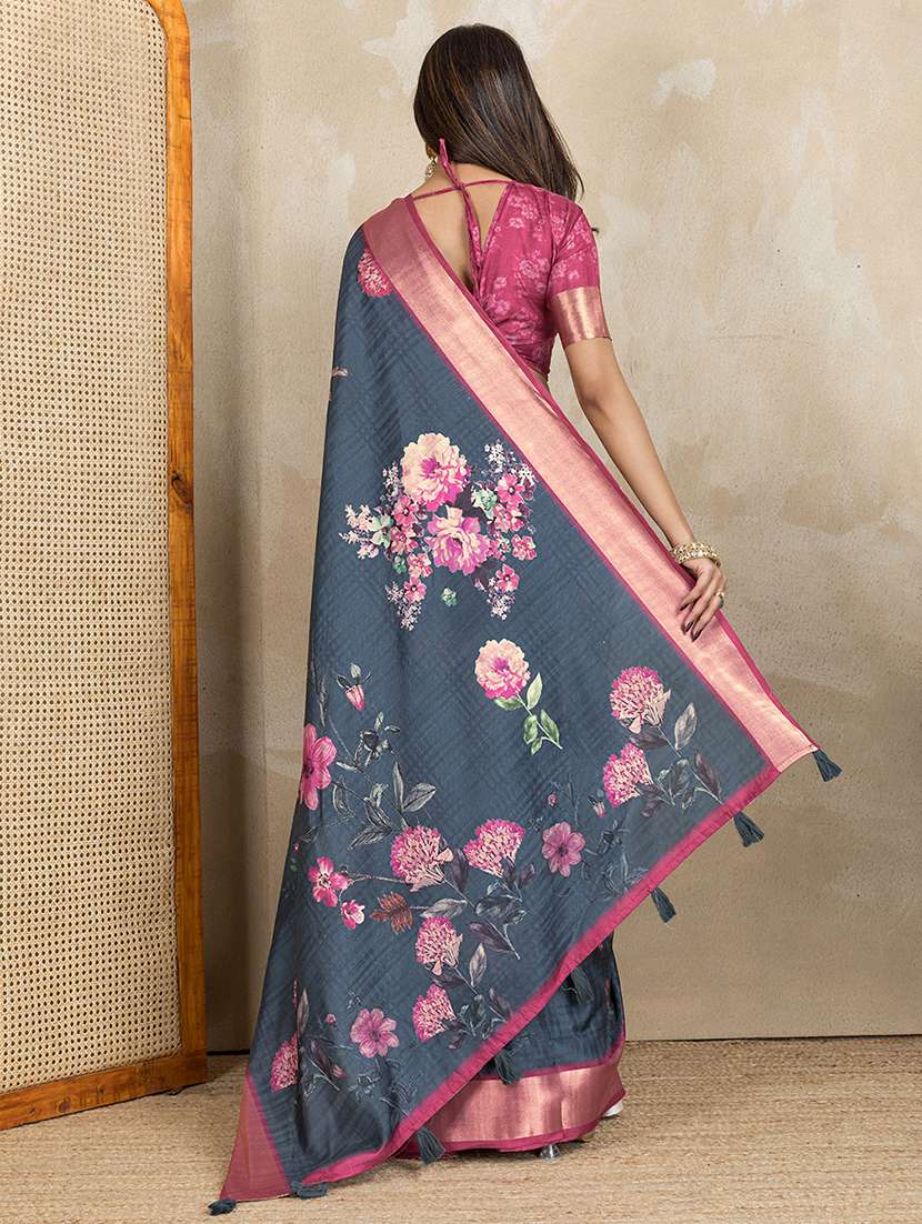 women printed casual wear saree with blouse - 22388954 -  Standard Image - 3