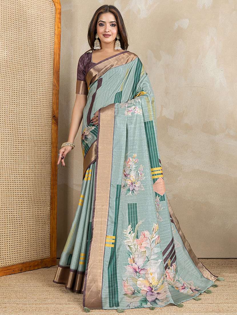 women printed casual wear saree with blouse