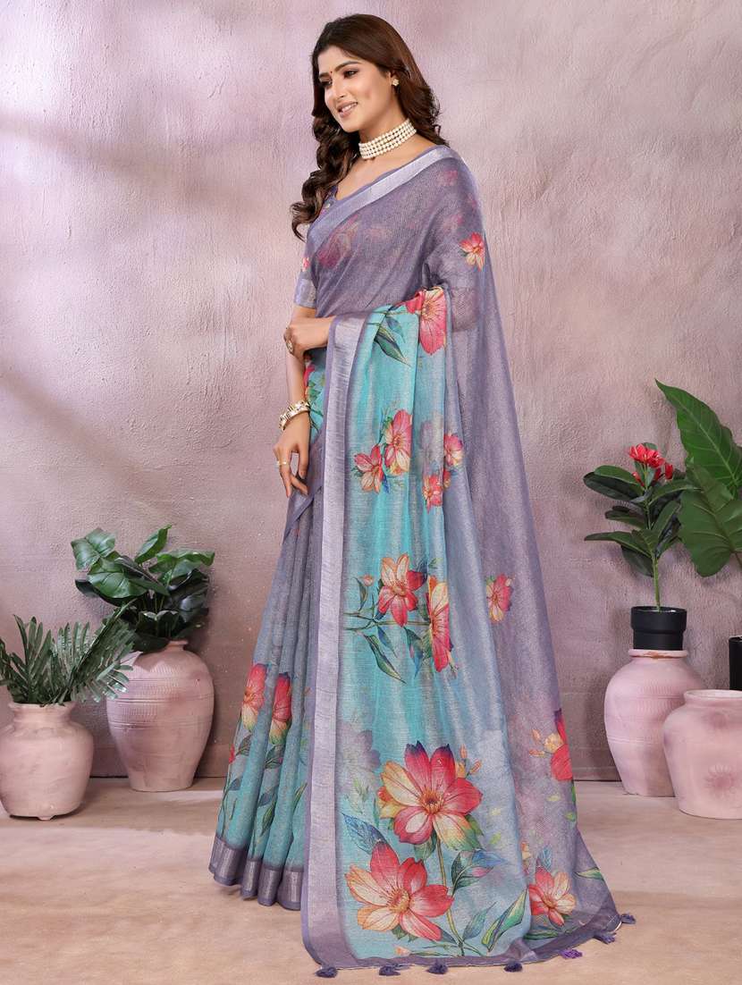 women printed casual wear saree with blouse - 22388978 -  Standard Image - 3