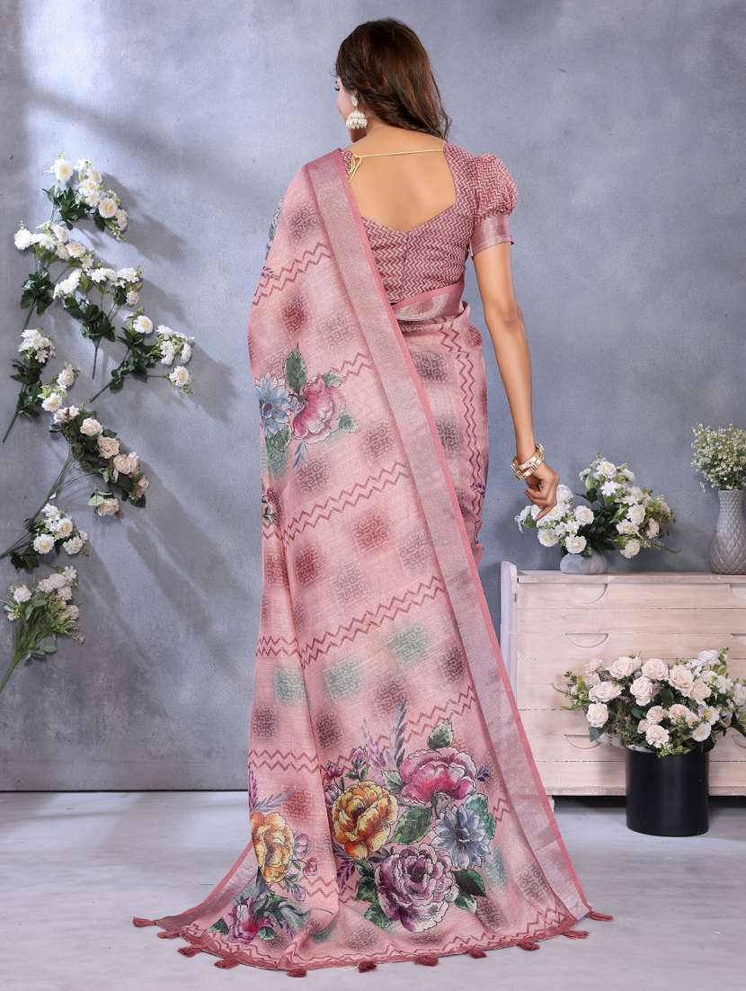 women printed casual wear saree with blouse - 22388988 -  Standard Image - 3