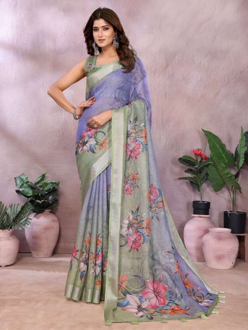 women printed casual wear saree with blouse - 22388991 -  Standard Image - 3