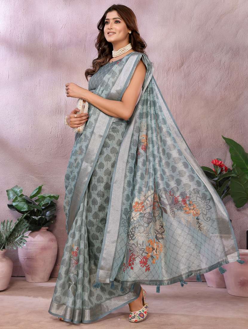 women printed casual wear saree with blouse - 22388992 -  Standard Image - 3