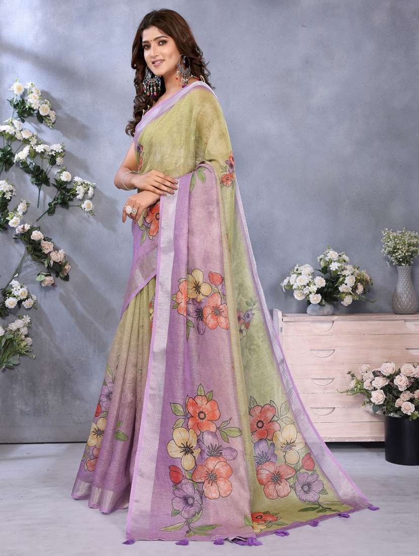 women printed casual wear saree with blouse - 22388996 -  Standard Image - 3