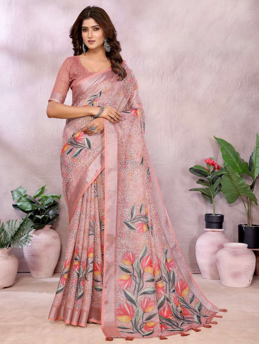 women printed casual wear saree with blouse
