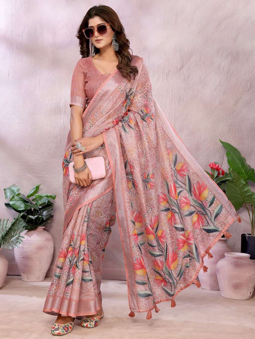 women printed casual wear saree with blouse - 22388998 -  Standard Image - 3