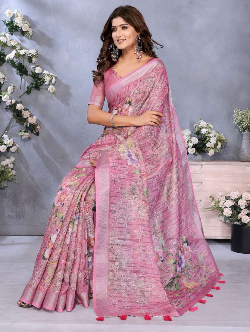 women printed casual wear saree with blouse - 22388999 -  Standard Image - 3