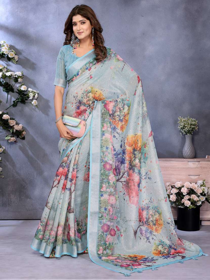 women printed casual wear saree with blouse - 22389000 -  Standard Image - 3
