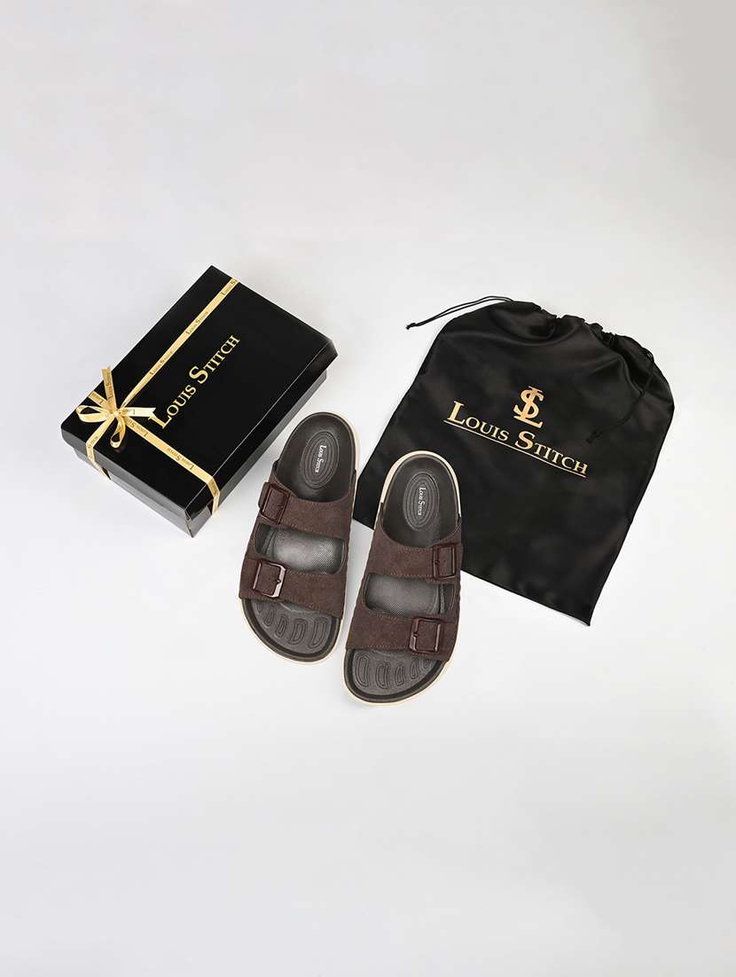 men brown slip on sandal - 22389612 -  Standard Image - 3