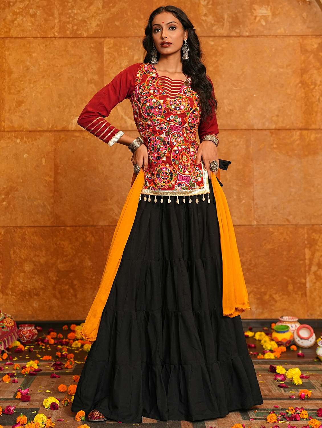 women solid flared semi-stitched lehenga - 22389702 -  Standard Image - 3