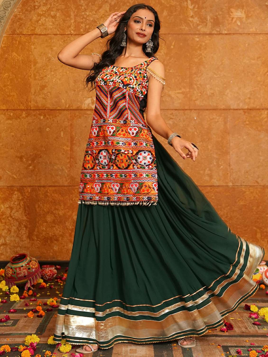 women solid flared semi-stitched lehenga - 22389705 -  Standard Image - 3