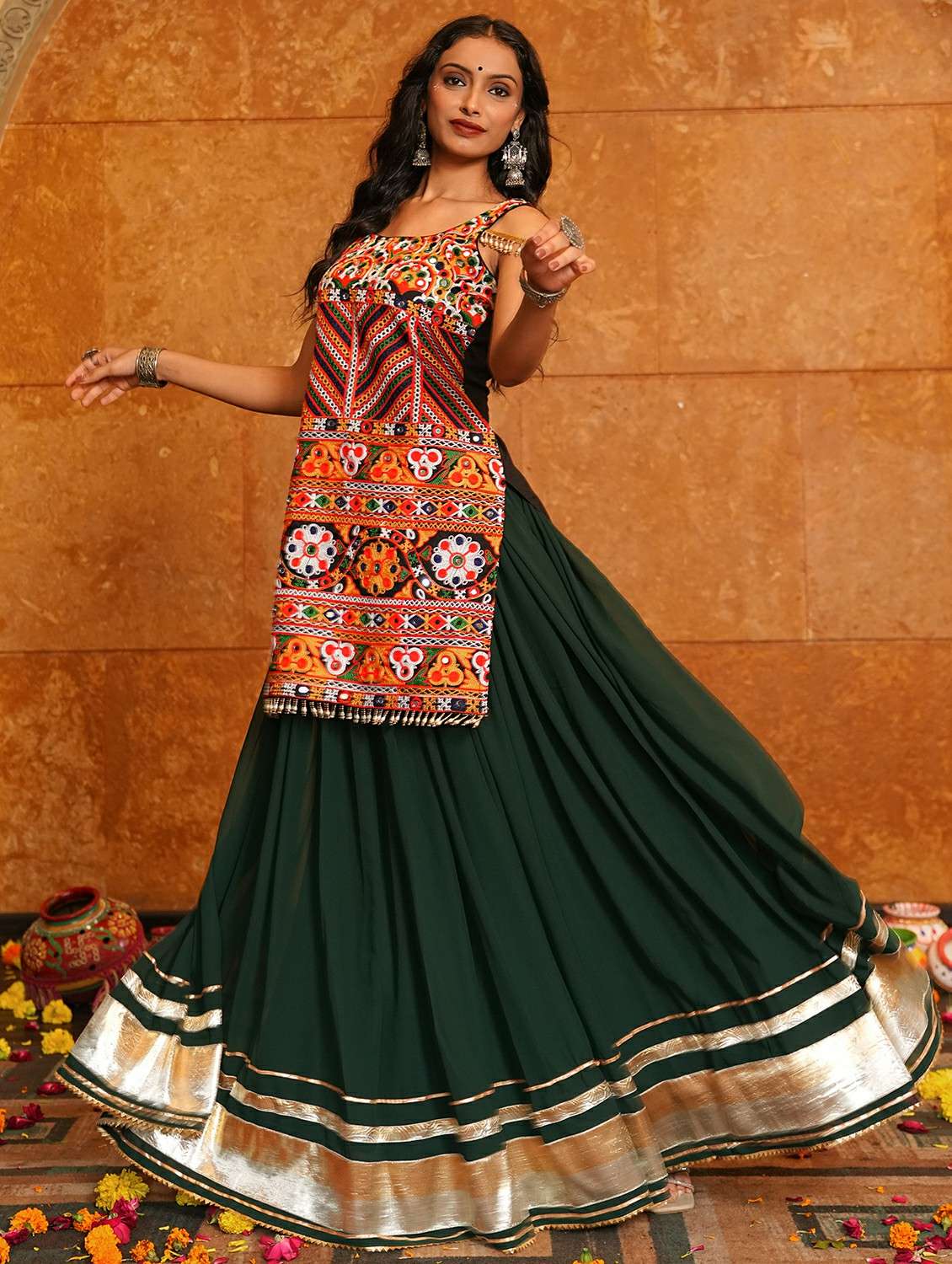 women solid flared semi-stitched lehenga - 22389705 -  Standard Image - 5