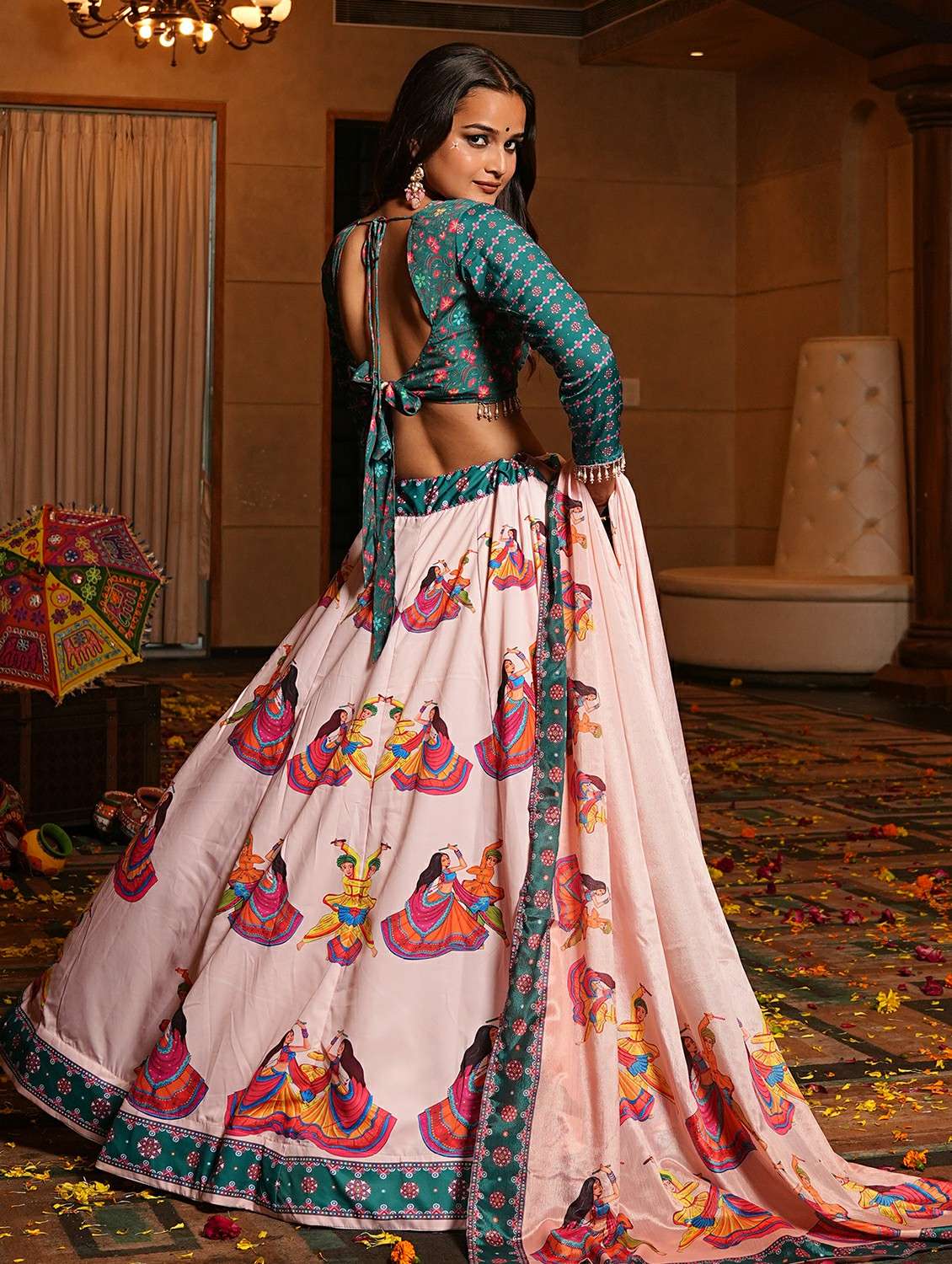 women printed flared semi-stitched lehenga - 22389707 -  Standard Image - 5