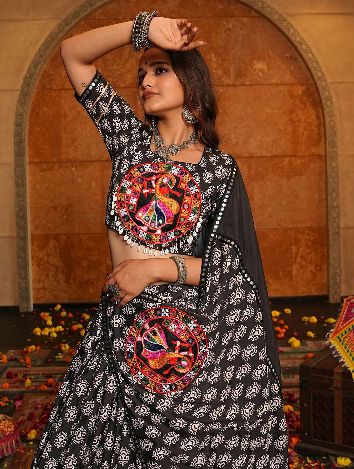 women printed flared semi-stitched lehenga - 22389708 -  Standard Image - 5