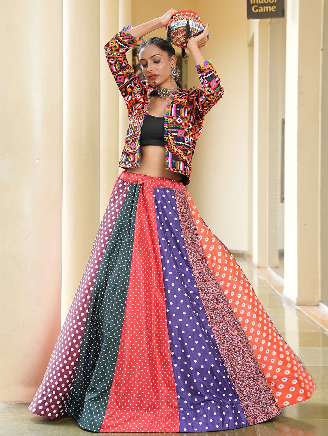 women printed flared semi-stitched lehenga - 22389710 -  Standard Image - 5