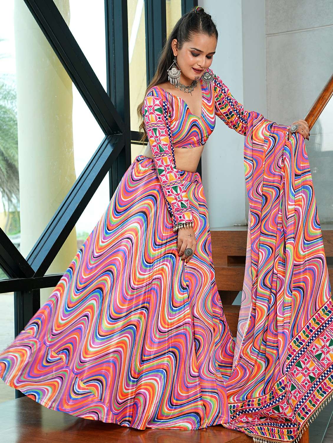 women printed flared semi-stitched lehenga - 22389711 -  Standard Image - 3
