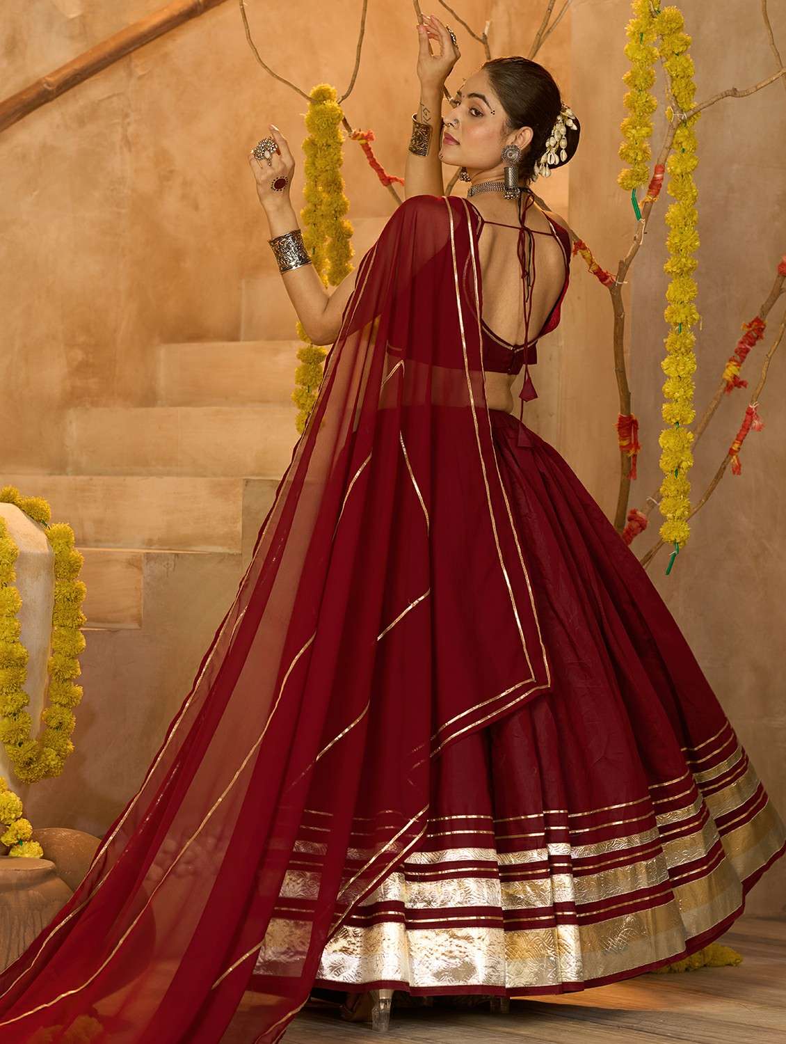 women solid flared semi-stitched lehenga - 22389712 -  Standard Image - 5
