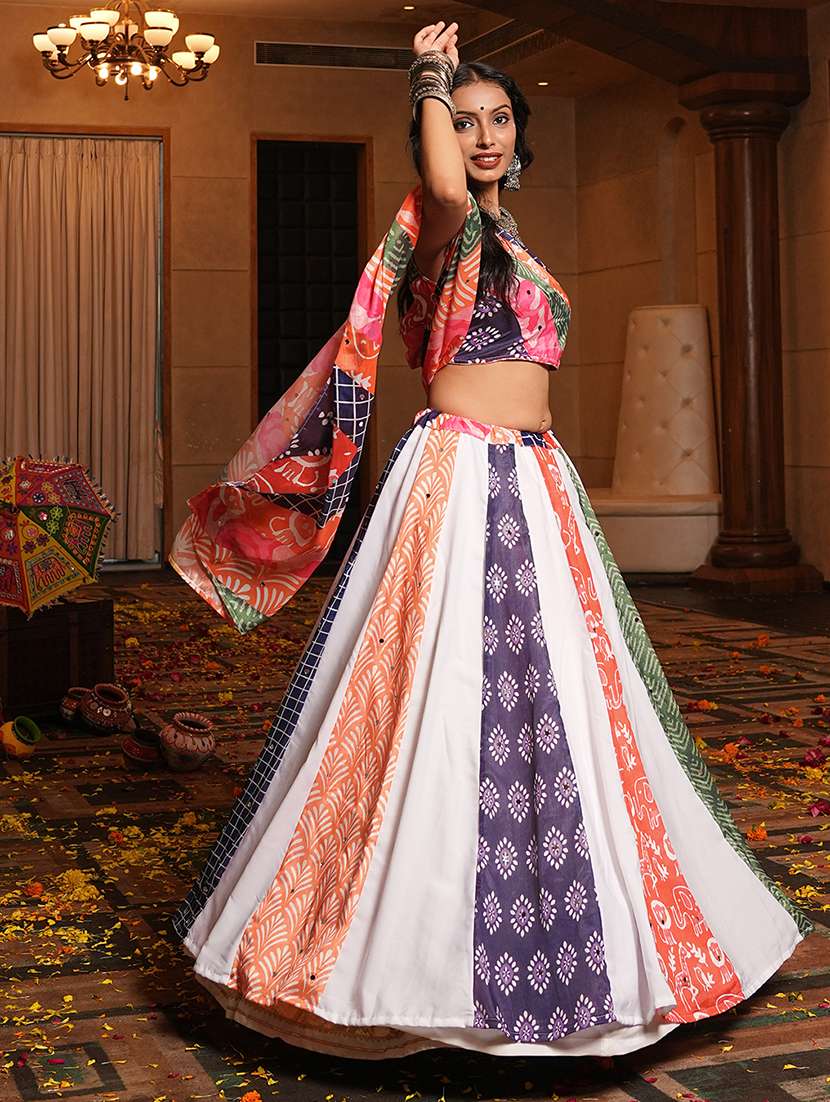 women printed flared semi-stitched lehenga - 22389714 -  Standard Image - 5