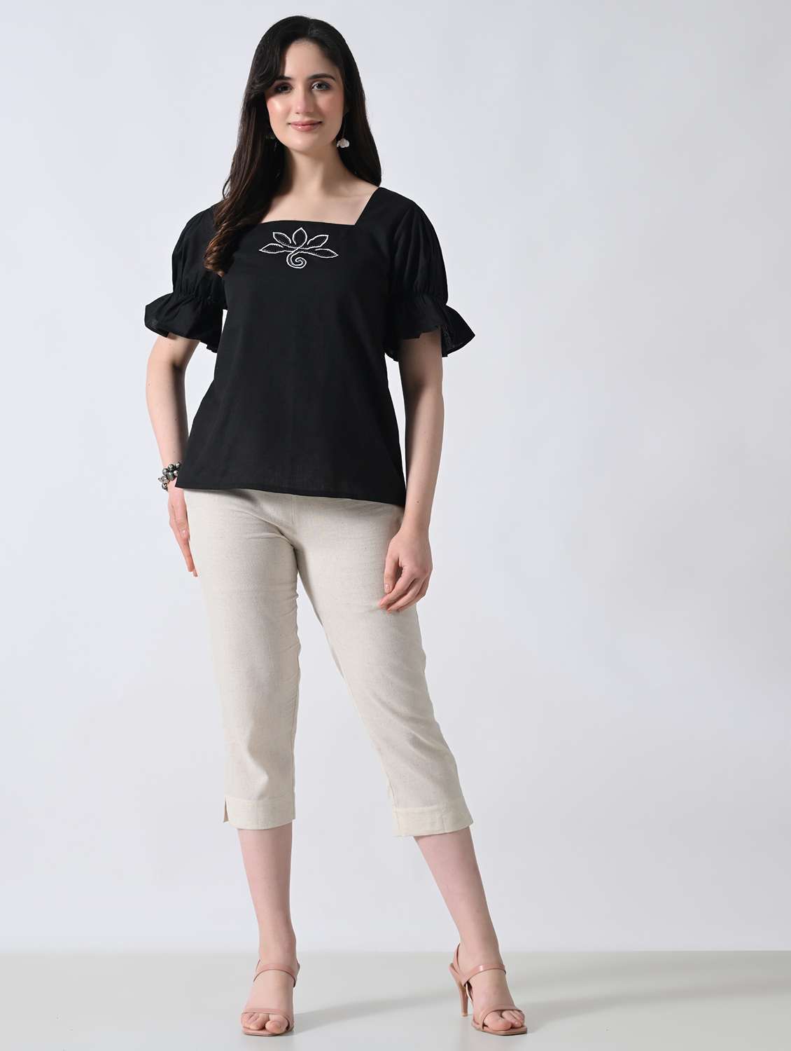 Women Embroidered Square Neck Regular Top - 22389749 -  Standard Image - 5