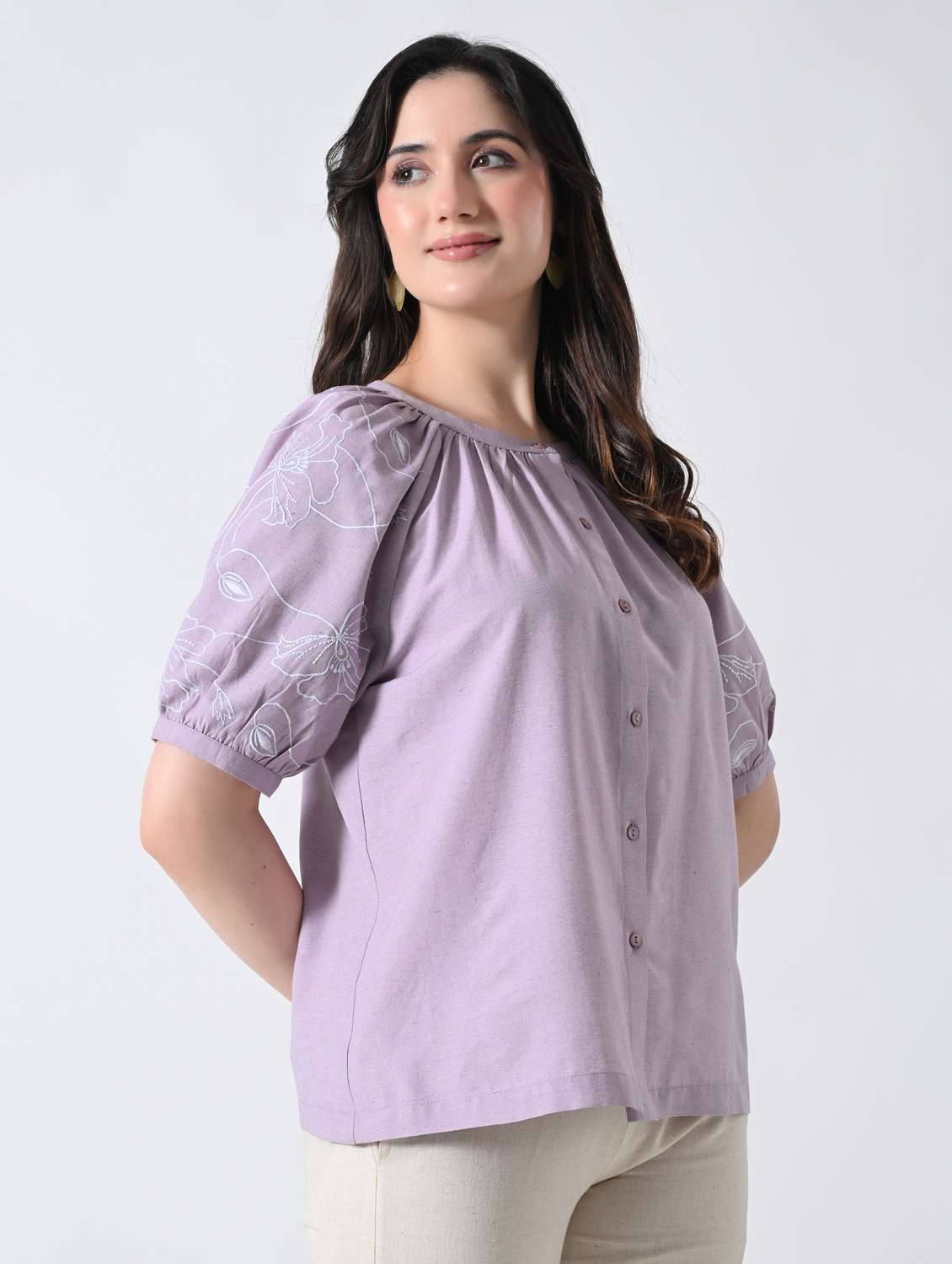 Women Embroidered Round Neck Regular Top - 22389754 -  Standard Image - 3
