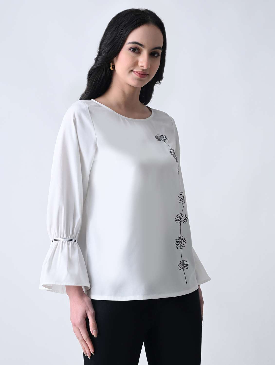 women embroidered round neck regular top - 22389763 -  Standard Image - 3