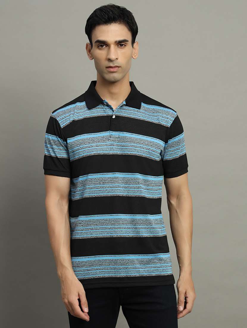 men striped short sleeve regular fit polo t-shirt