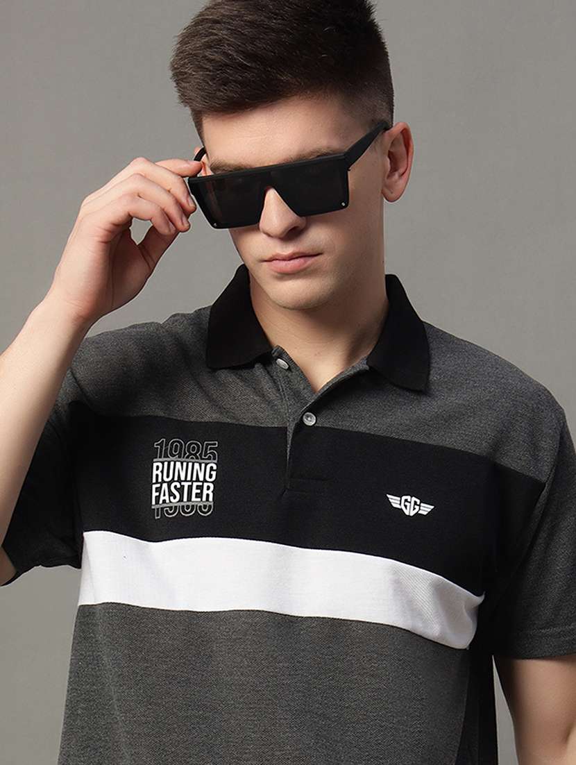 men color block short sleeve regular fit polo t-shirt