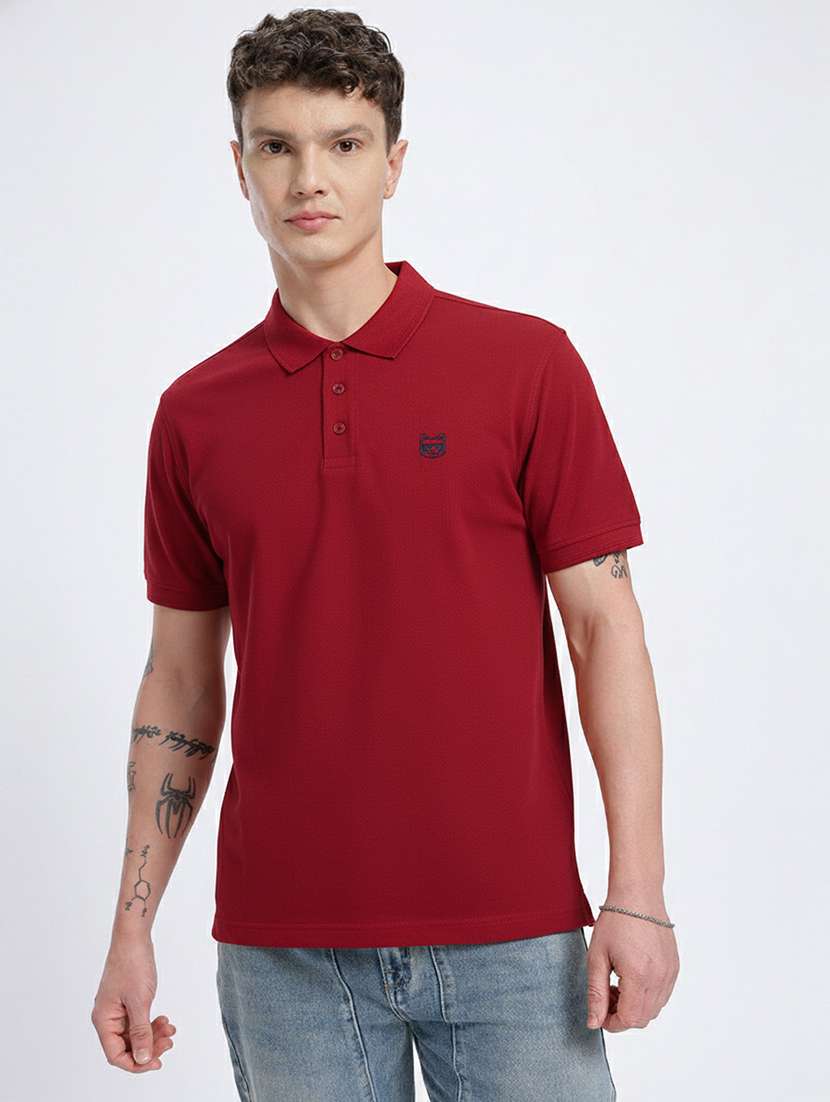 men solid short sleeve regular fit polo t-shirt