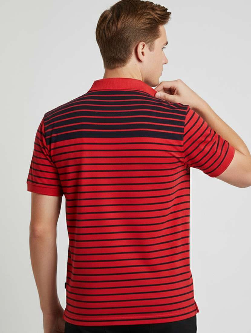 men striped short sleeve regular fit polo t-shirt - 22390064 -  Standard Image - 3