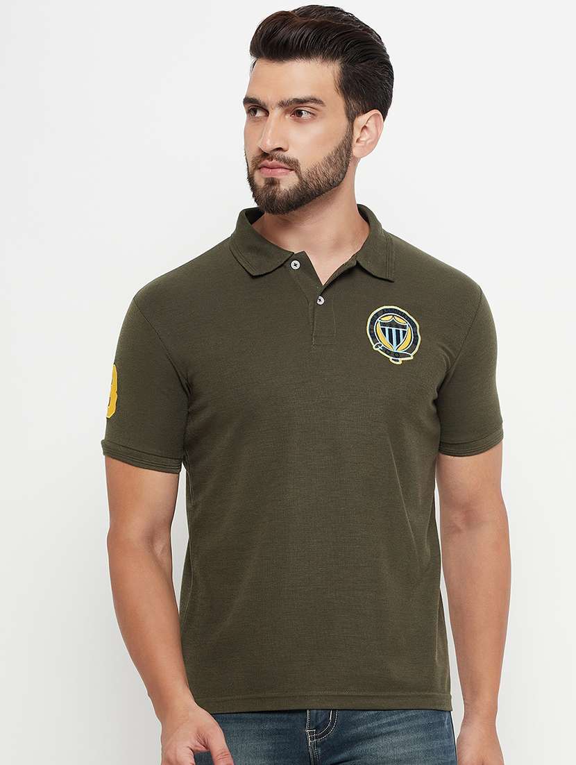 men solid short sleeve slim fit polo t-shirt