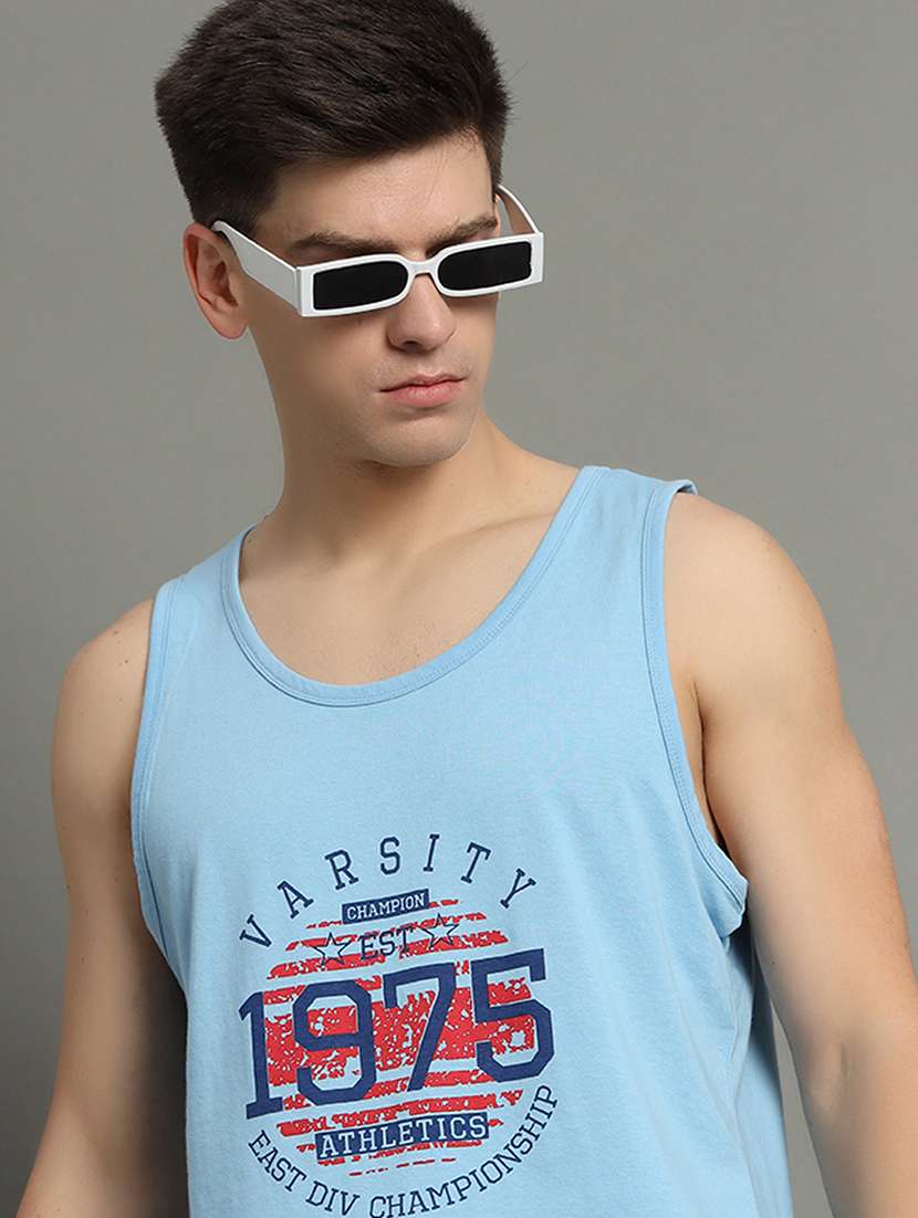 men printed sleeveless regular fit t-shirt