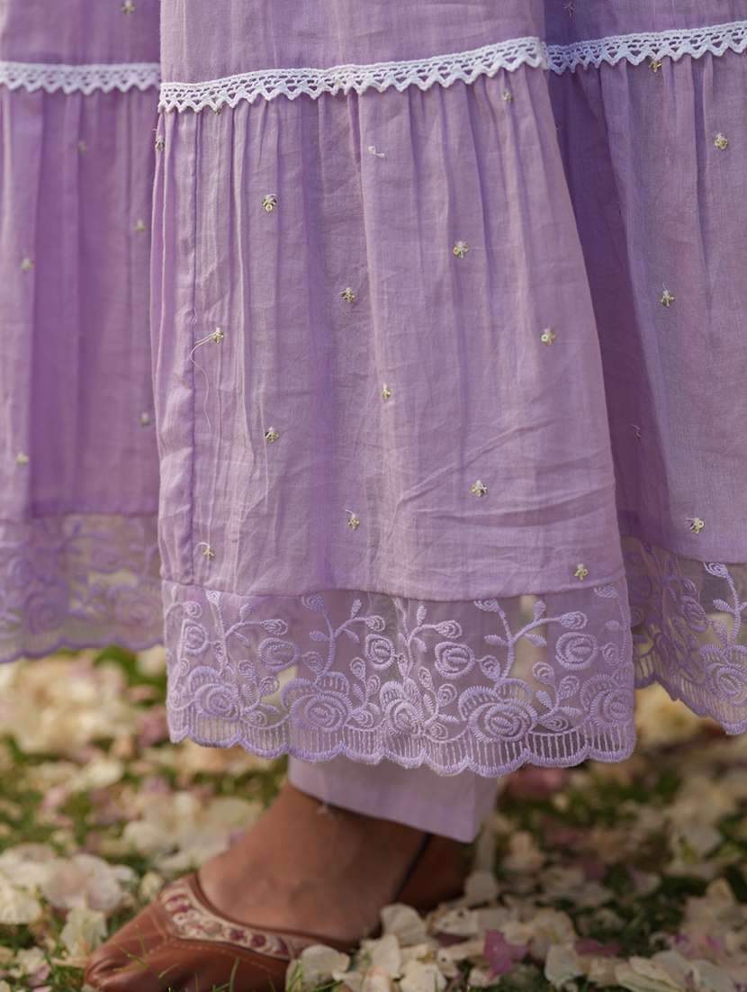 women solid with work long sleeve kurta pant with dupatta set - 22390162 -  Standard Image - 5