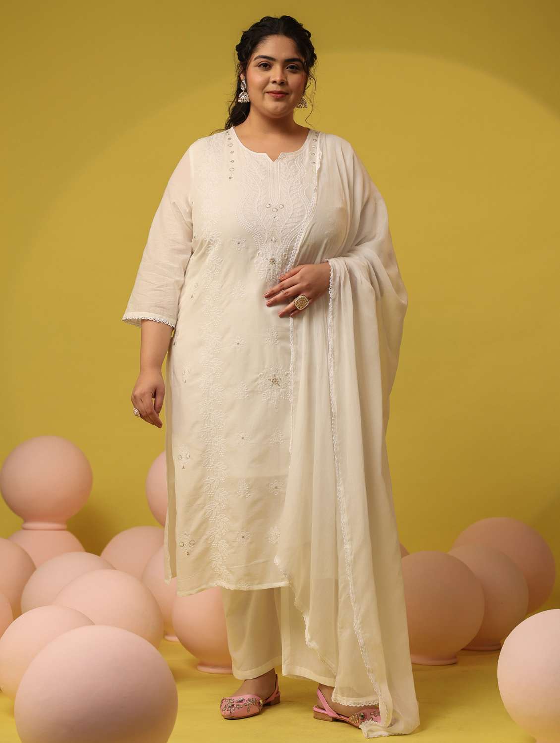 white cotton kurta pant  set