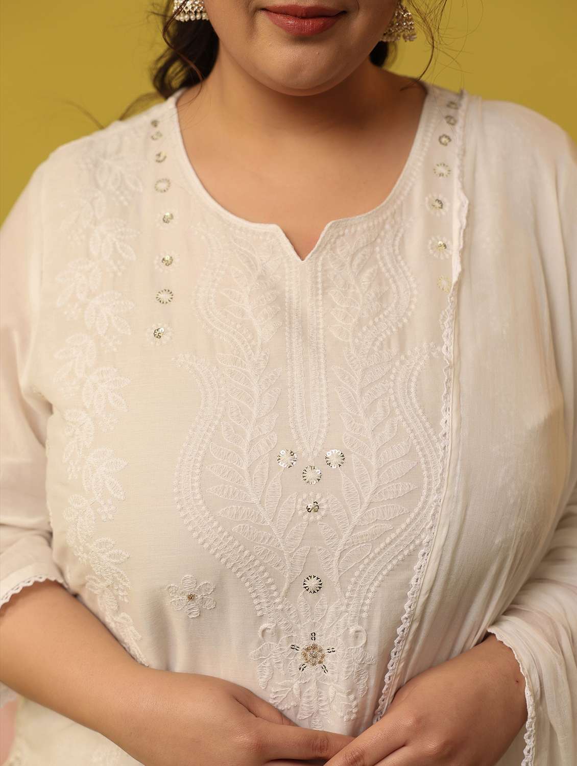 White Cotton Kurta Pant Set - 22390169 -  Standard Image - 5