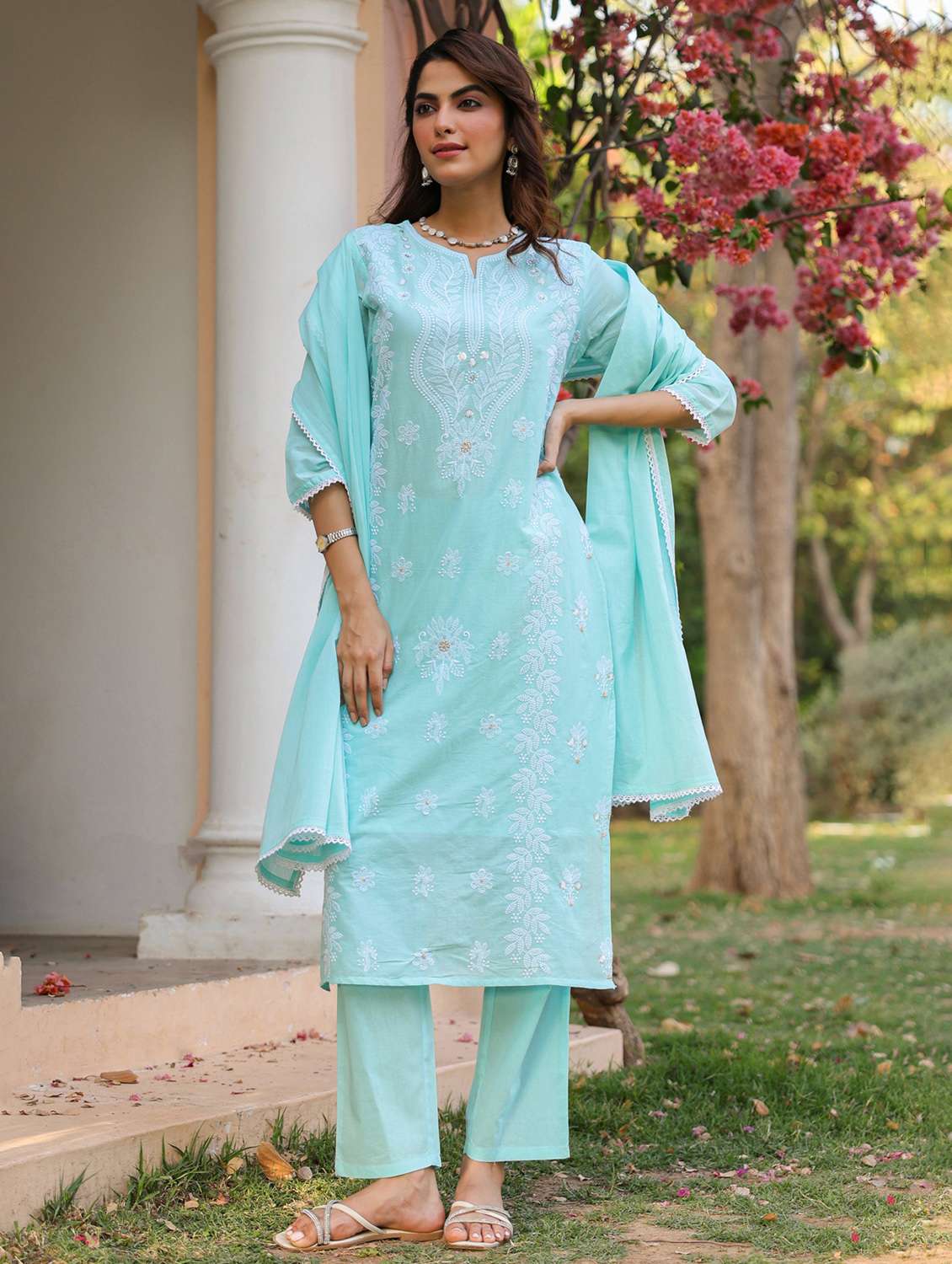 blue cotton kurta pant  set - 22390170 -  Standard Image - 3