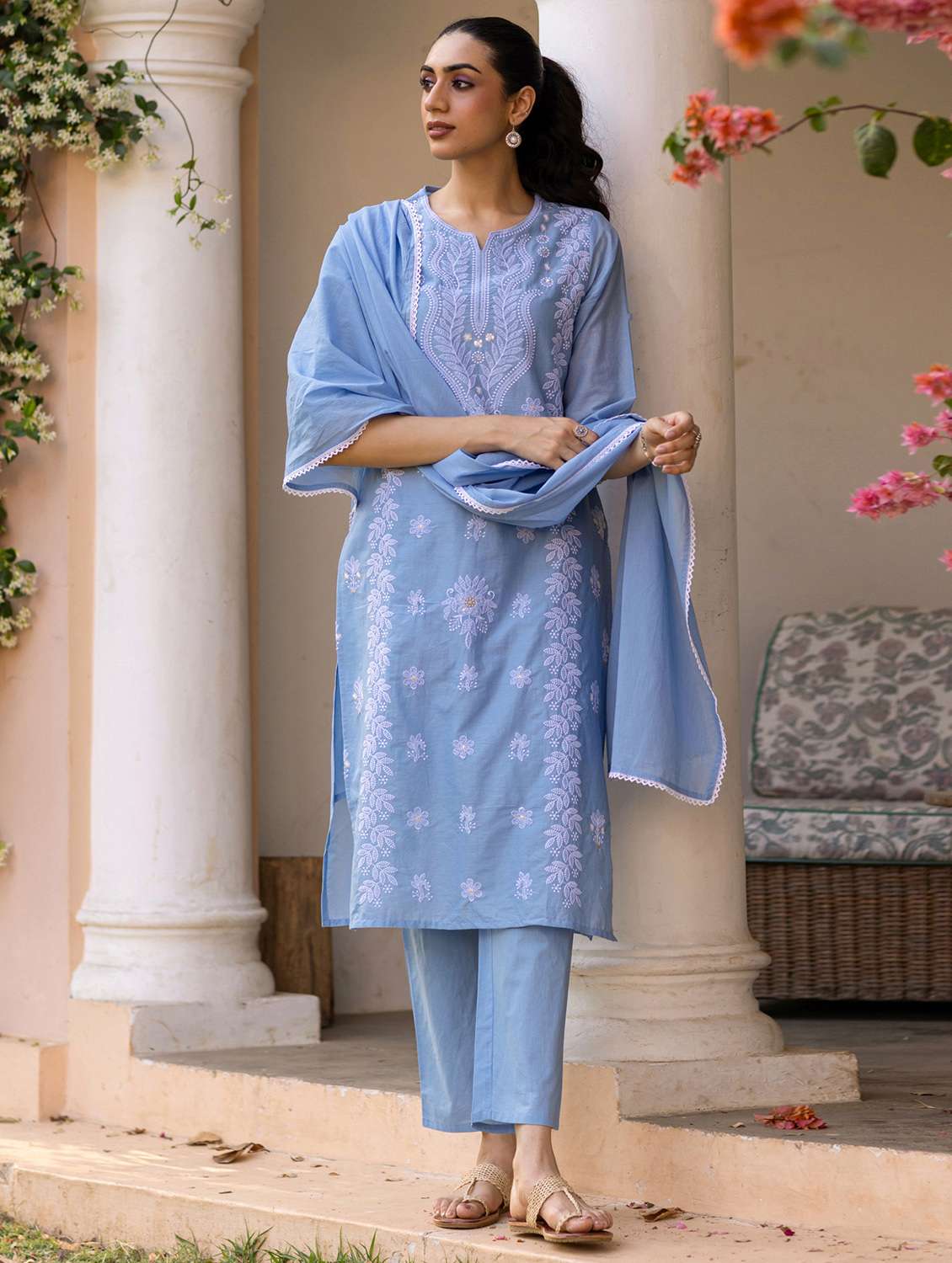 blue cotton kurta pant  set - 22390173 -  Standard Image - 3