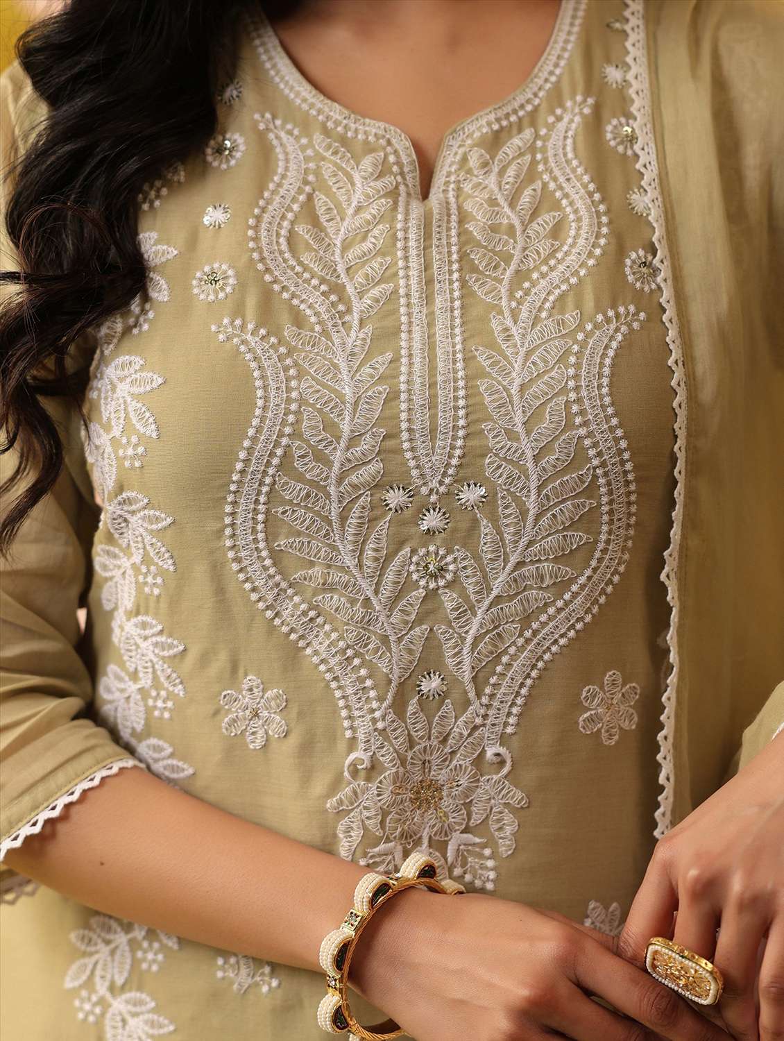 beige cotton kurta pant  set - 22390176 -  Standard Image - 5