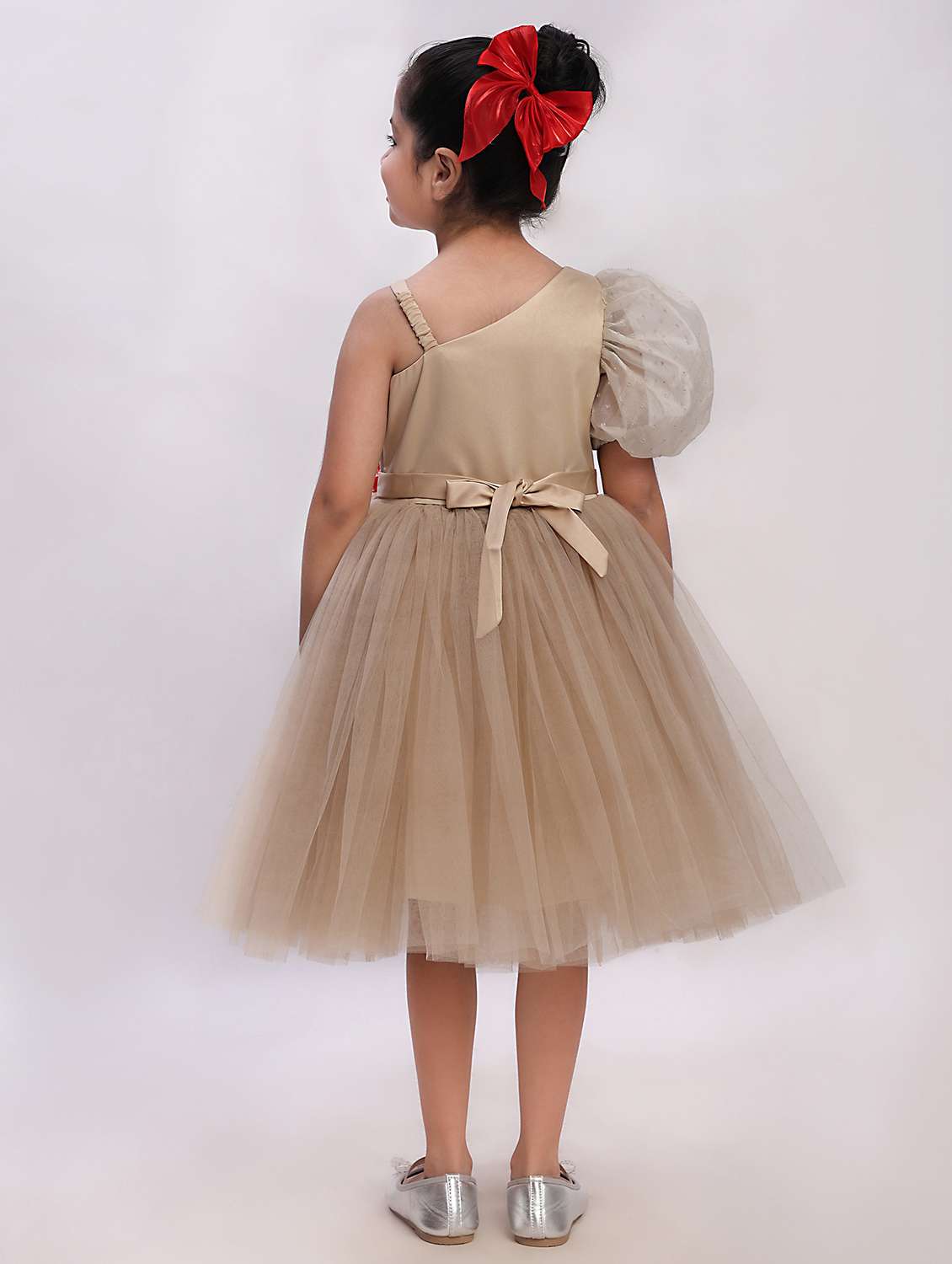 Girls Self Designed Single Shoulder Fit & Flare Dress - 22390394 -  Standard Image - 5