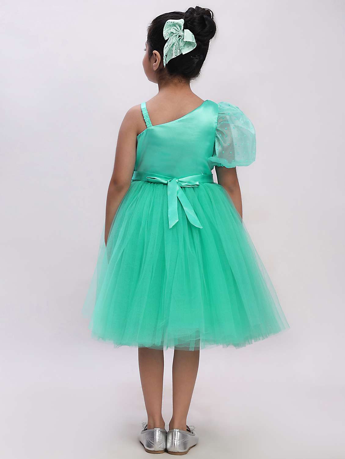 Girls Self Designed Single Shoulder Fit & Flare Dress - 22390395 -  Standard Image - 5